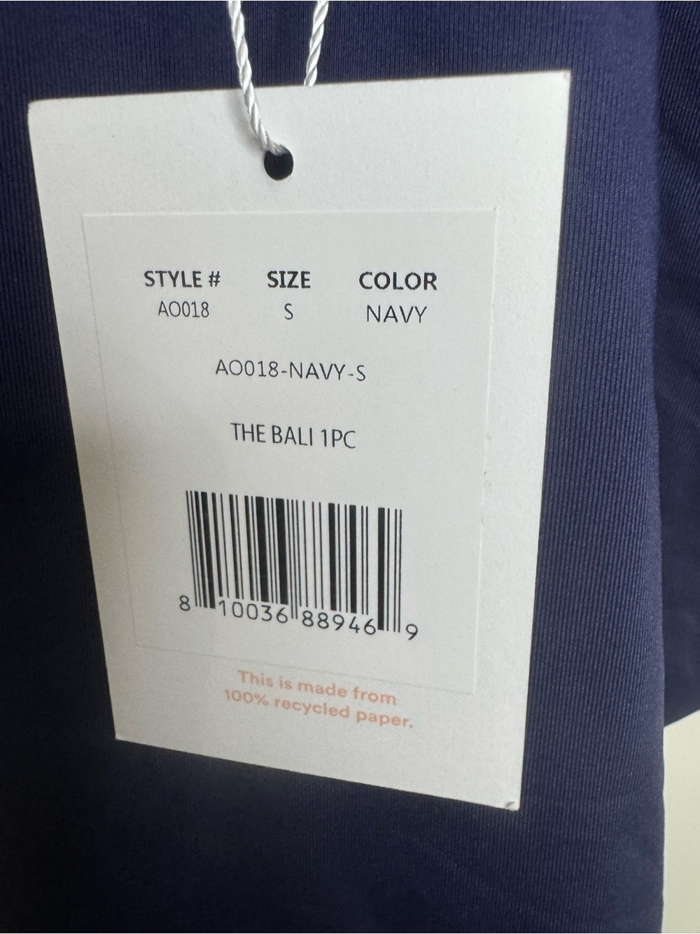 NWT Andie The Bali One Piece Swimsuit Navy Blue Size Small - Picture 7 of 7